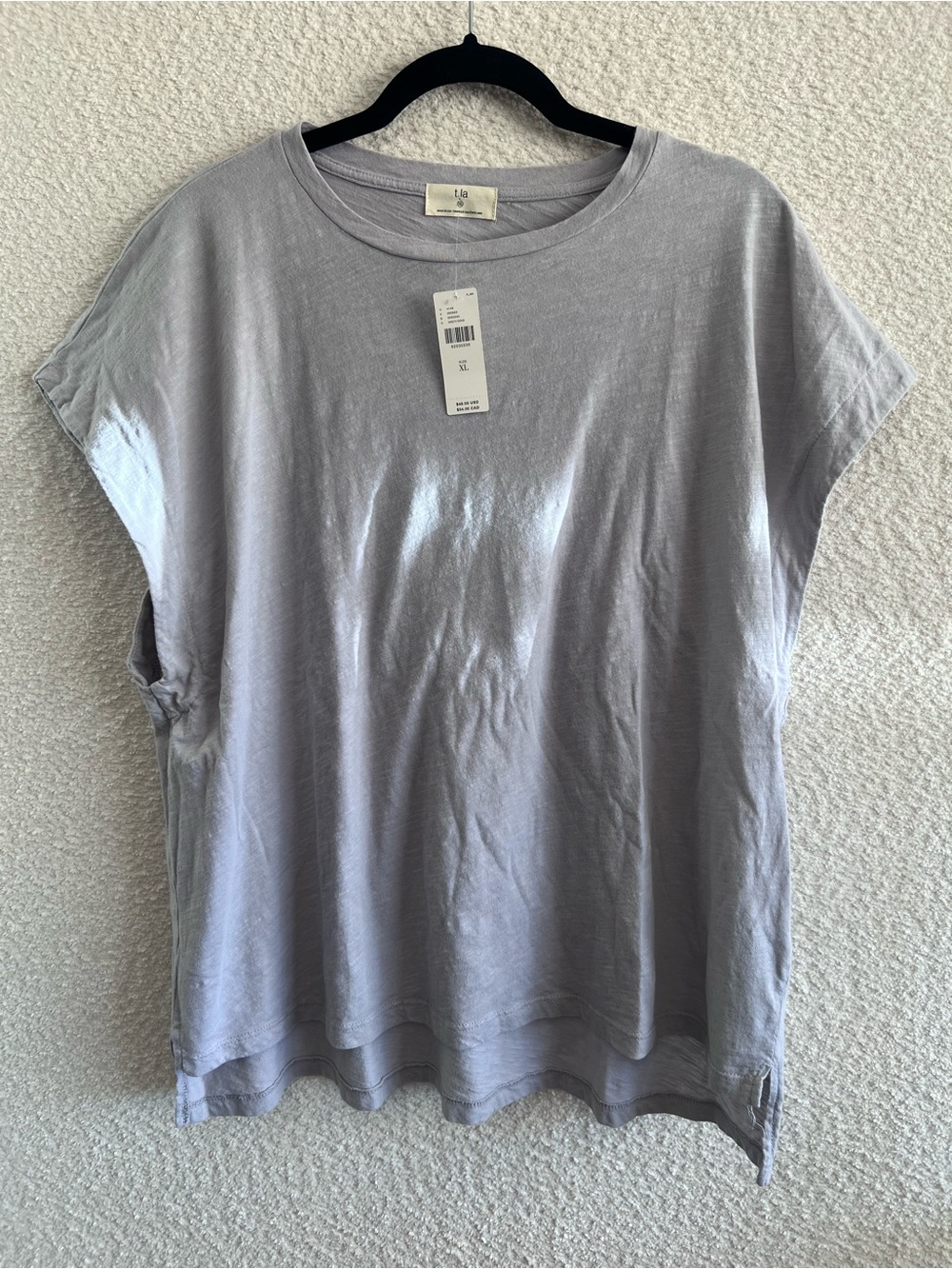T.La by Anthropologie NWT Evie Dolman Sleeve Gray T Shirt Cotton Size XL